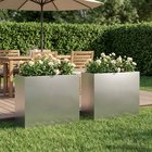 vidaXL Puutarha ruukku 2 kpl Hopea 50 x 20 x 40 cm Ruostumaton teräs