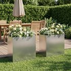 vidaXL Puutarha ruukku 2 kpl Hopea 50 x 30 x 50 cm Ruostumaton teräs