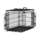 Koiran häkki, taitettava koiran koppi 2 ovea, vedettävä muovialusta, 122x74.5x80.5 cm, musta, Koerapuur, Kokkuklapitav Hundebox, 122 x 74,5 x 80,5 cm, Must