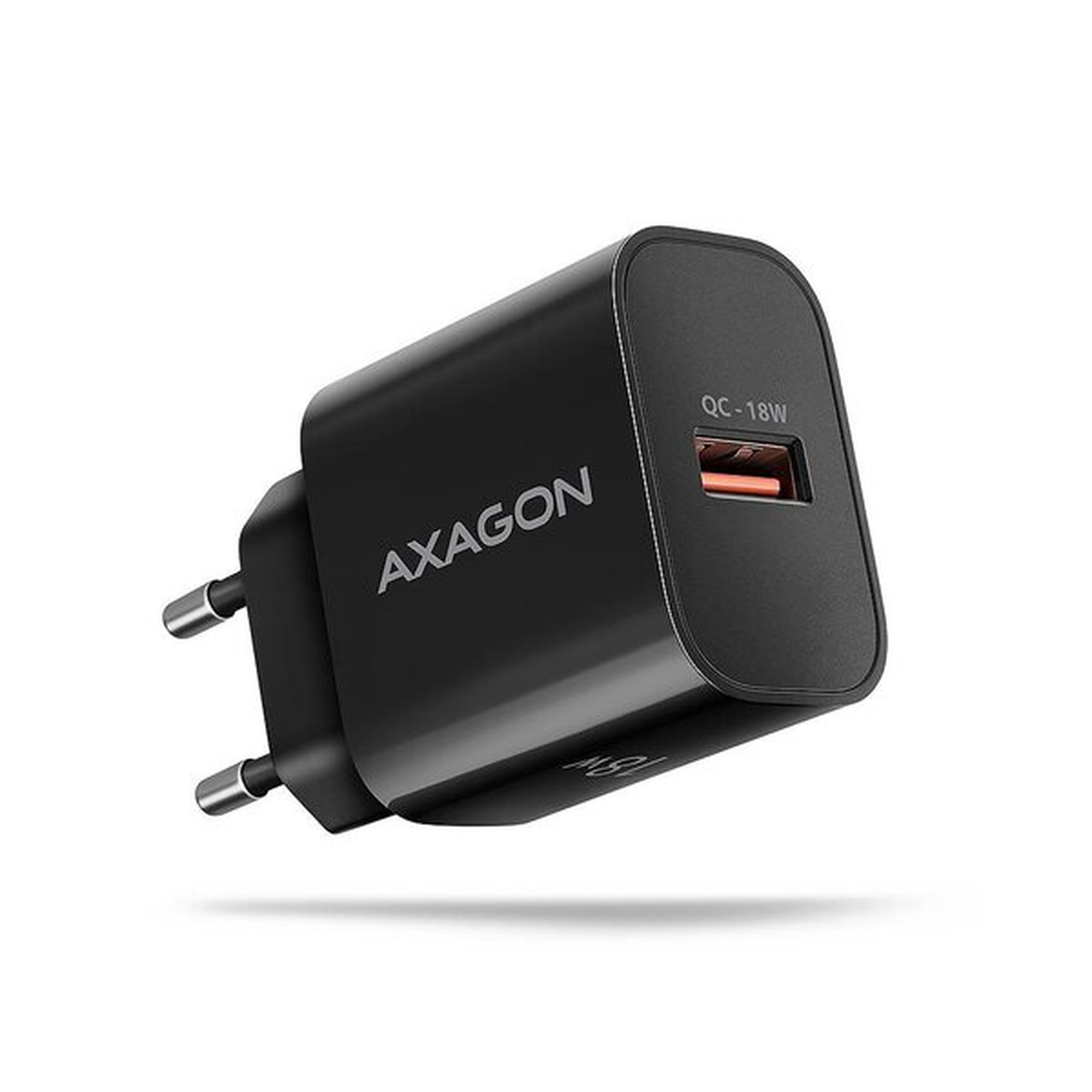 Axagon Acu-qc18 18w verkkolaturi, Usb-a, Qc3.0, musta