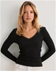 Only - Musta - Onlsara Sharai L/S V-Neck Top Jrs N