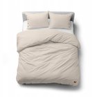 Puuvillainen vuodevaatesetti 160x200 Sileäpintainen koristenapilla Premium Beige