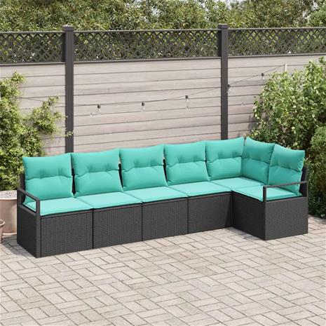 vidaXL Sohvasetti 6 pcs Musta polyrottinki