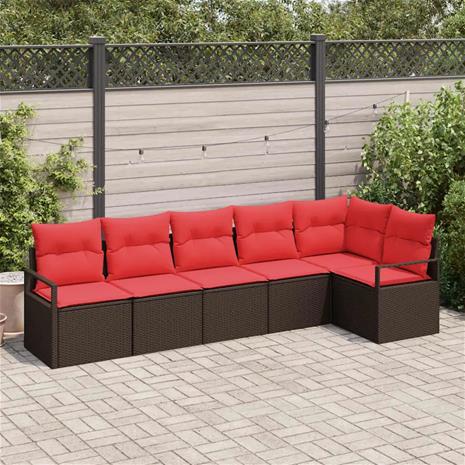 vidaXL Sohvasetti 6 pcs Ruskea polyrottinki