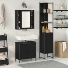 vidaXL Kylpyhuoneen pesuainetehdas 3 kpl Musta 33 x 33 x 185,5 cm
