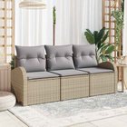 vidaXL Puutarhasohva Setti 3 kpl beige ja vaaleanharmaa Polyrotangi