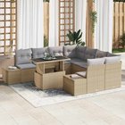 vidaXL Puutarhasohva Setti 9 kpl Beige ja vaaleanharmaa polyrottinki