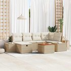 vidaXL Puutarhasohva Setti 7 kpl Beige Polyrotangi
