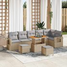 vidaXL Puutarhasohva Setti 11 kpl Beige ja vaaleanharmaa polyrottinki
