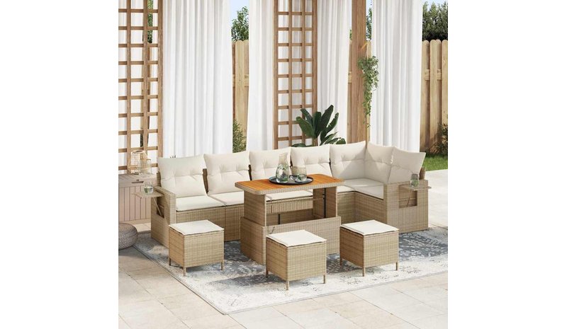 vidaXL Puutarhasohva Setti 12 kpl Beige ja kerma polyrottinki