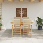 vidaXL Piharuokailu setti 5 kpl Beige Tiheä akasiapuu