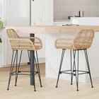 vidaXL Baarituoli 2 kpl Luonnollinen 55 x 52 x 92 cm Roikka ja rauta