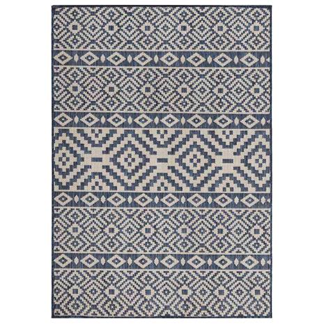 vidaXL Ulkomatto Flatweave 200x280 cm siniset raidat