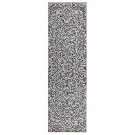 vidaXL Ulkomatto Flatweave 80x250 cm sininen kuvio
