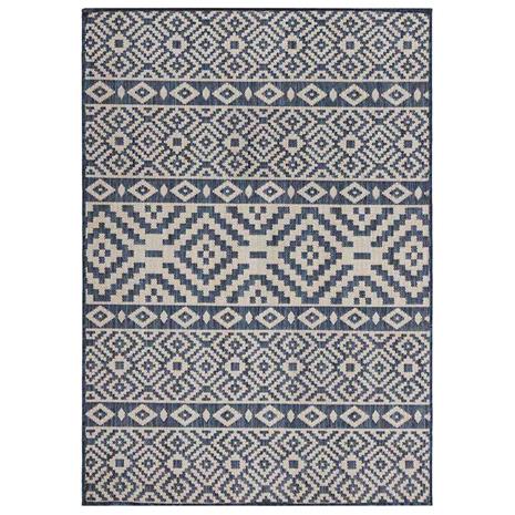 vidaXL Ulkomatto Flatweave 160x230 cm siniset raidat