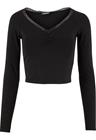 Urban Classics - Ladies Short Lognsleeve Lace Shirt - Pitkähihainen paita - Naiset - Musta