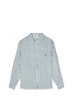 MADS Nä?RGAARD Delicate Twill Crane Shirt Aop - PINSTRIPE AOP/MALIBU BLUE - 36