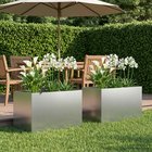 vidaXL Puutarha ruukku 2 kpl Hopea 60 x 40 x 40 cm Galvanoitu teräs