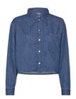 CALVIN KLEIN JEANS Cropped Dad Denim Shirt - DENIM MEDIUM - L