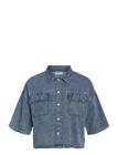NOISY MAY Nmenza S/S Reg Crop Shirt Mg004Mb Noos - MEDIUM BLUE DENIM - L
