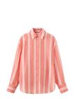 MANGO Linen Lyocell Blend Stripe Shirt - ORANGE - L
