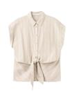 MANGO Linen Pinstripe Shirt - BROWN - L