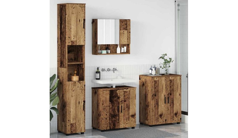 vidaXL Kylpyhuonekalustesetti 4 kpl Vanha Puu 61 x 35 x 64 cm