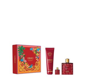 Versace Eros Flame -lahjapakkaus miehille: tuoksuvesi, 100 ml + 5 ml + suihkugeeli, 150 ml