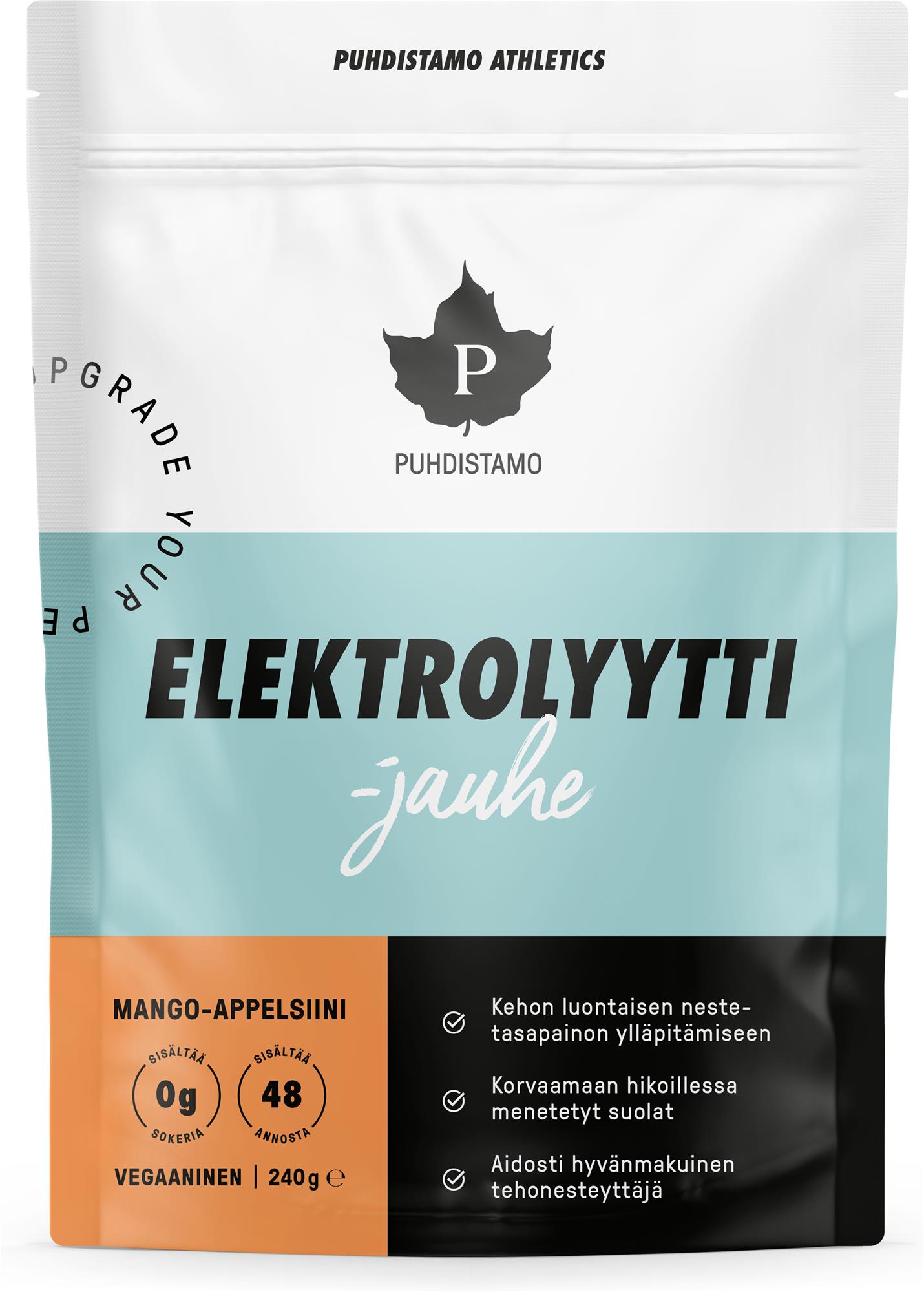 Puhdistamo Athletics Elektrolyyttijauhe Mango-Appelsiini, 240 g