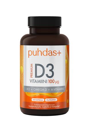 Puhdas+ Premium D3-vitamiini 100 µg, 120 kaps – kuva 3/3