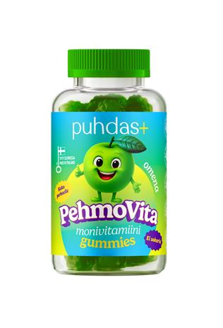 Puhdas+ PehmoVita Monivitamiini Gummies, Omena, 75 kpl