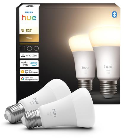 Philips Hue LED-älylamppu, White, E27, 1100 lm, 2-pack