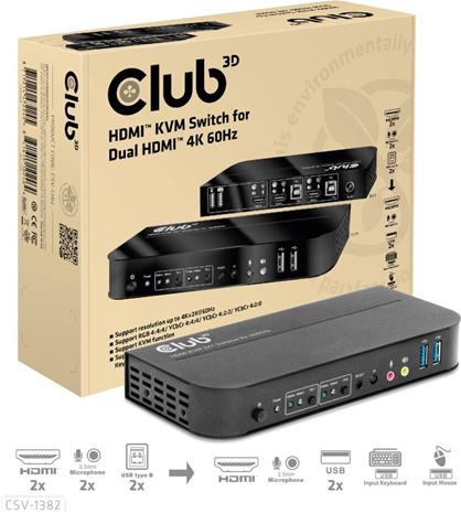 Club 3D CSV-1382 2-Port KVM Switch with Audio