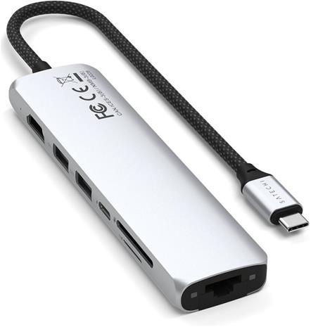 Satechi 7-i-1 USB-C Slim Multiport Adapter med Ethernet - Silver