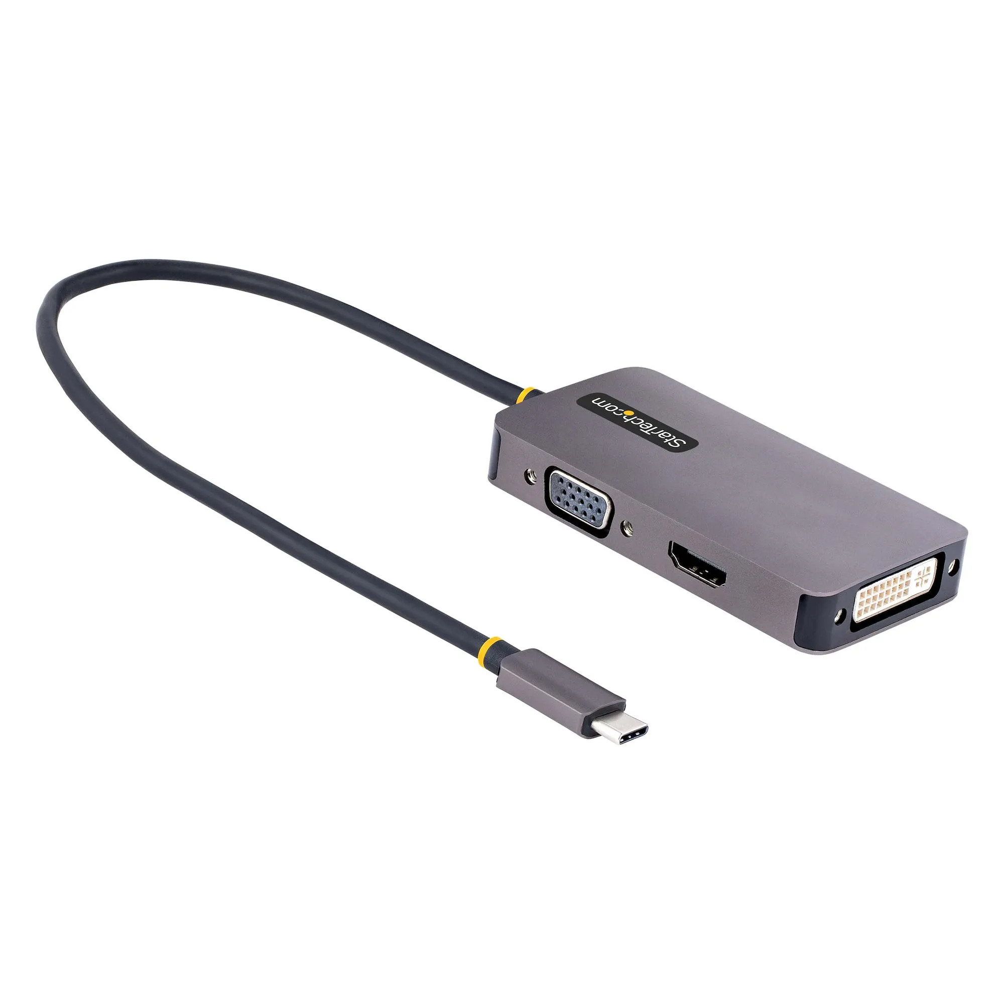 StarTech.com 118-USBC-HDMI-VGADVI - Moniporttivideoadapteri, Harmaa