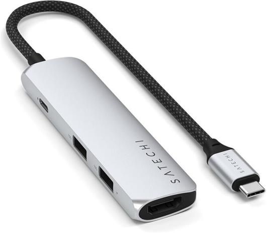 Satechi 4-i-1 USB-C Slim Multiport Adapter 4K - Silver