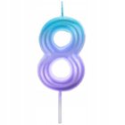 Syntymäpäiväkynttilä numero 8, sininen-violetti ombre