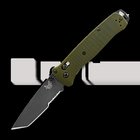 Benchmade Bailout CPM M4 Tungsten Gray Cerakote kääntöveitsi, woodland green aluminum, combo terä