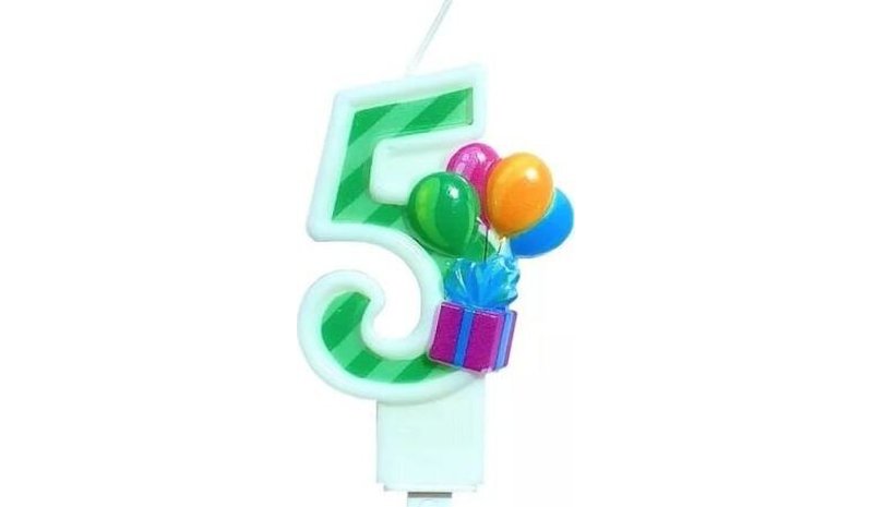 Syntymäpäiväkynttilä ilmapalloilla, numero 5