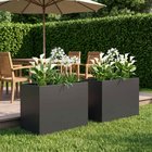 vidaXL Puutarha ruukku 2 kpl Musta 60 x 40 x 50 cm