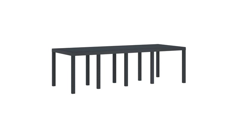 vidaXL Puutarhapöytä Antrasiitti 250 x 100 x 73 cm polyrottinki
