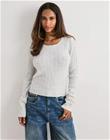 Nelly - Harmaa - Tight Cable Knit Sweater