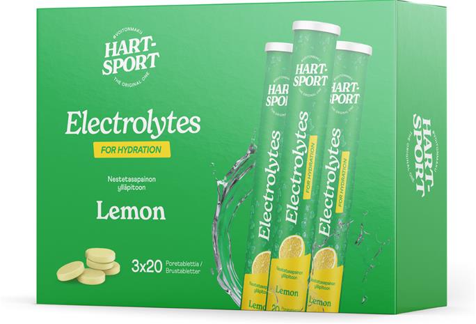 Hart-Sport Electrolytes Poretabletti, sitruuna, 3 x 20 tbl