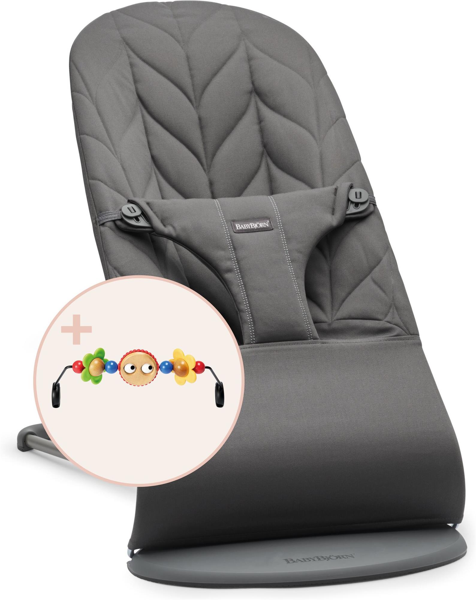 BabyBjörn Bliss Woven Bundle -sitteri + lelu, Anthracite/Googly Eyes