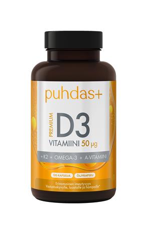 Puhdas+ Premium D3-vitamiini 50 Âµg, 120 kaps