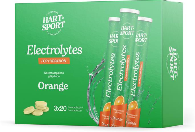 Hart-Sport Electrolytes Poretabletti, appelsiini, 3 x 20 tbl