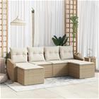 vidaXL Piharuokailu setti 6 kpl Beige ja kerma polyrottinki