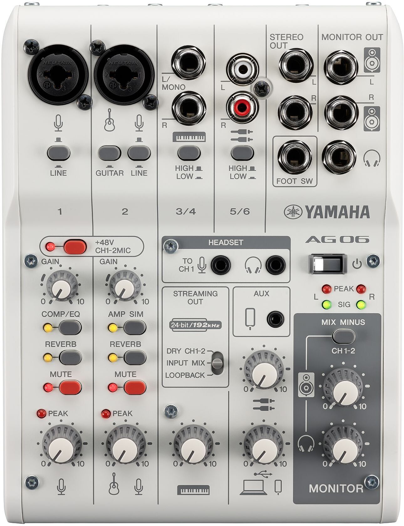 Yamaha AG06 MK2 Live Streaming mikseri, valkoinen