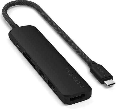 Satechi 6-in-1 USB-C Slim Multiport -sovitin, musta