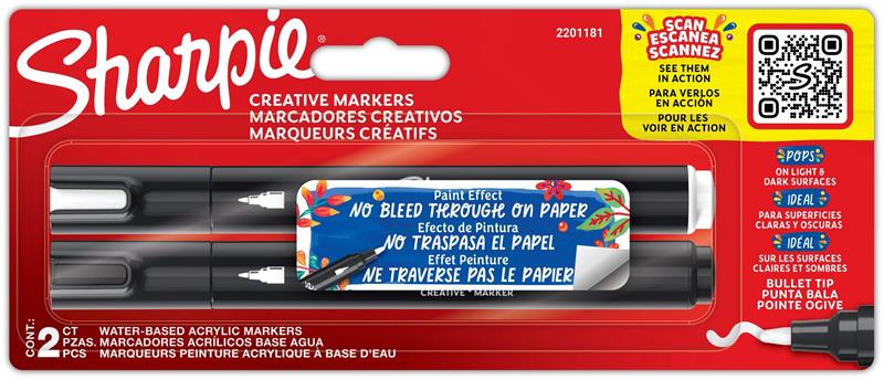 Sharpie Creative Marker Black & White 2-Blister